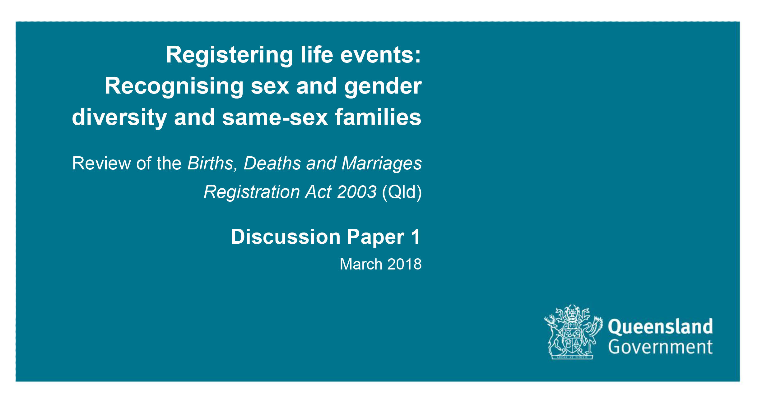 (Queensland proposes transgender birth certificates)*
